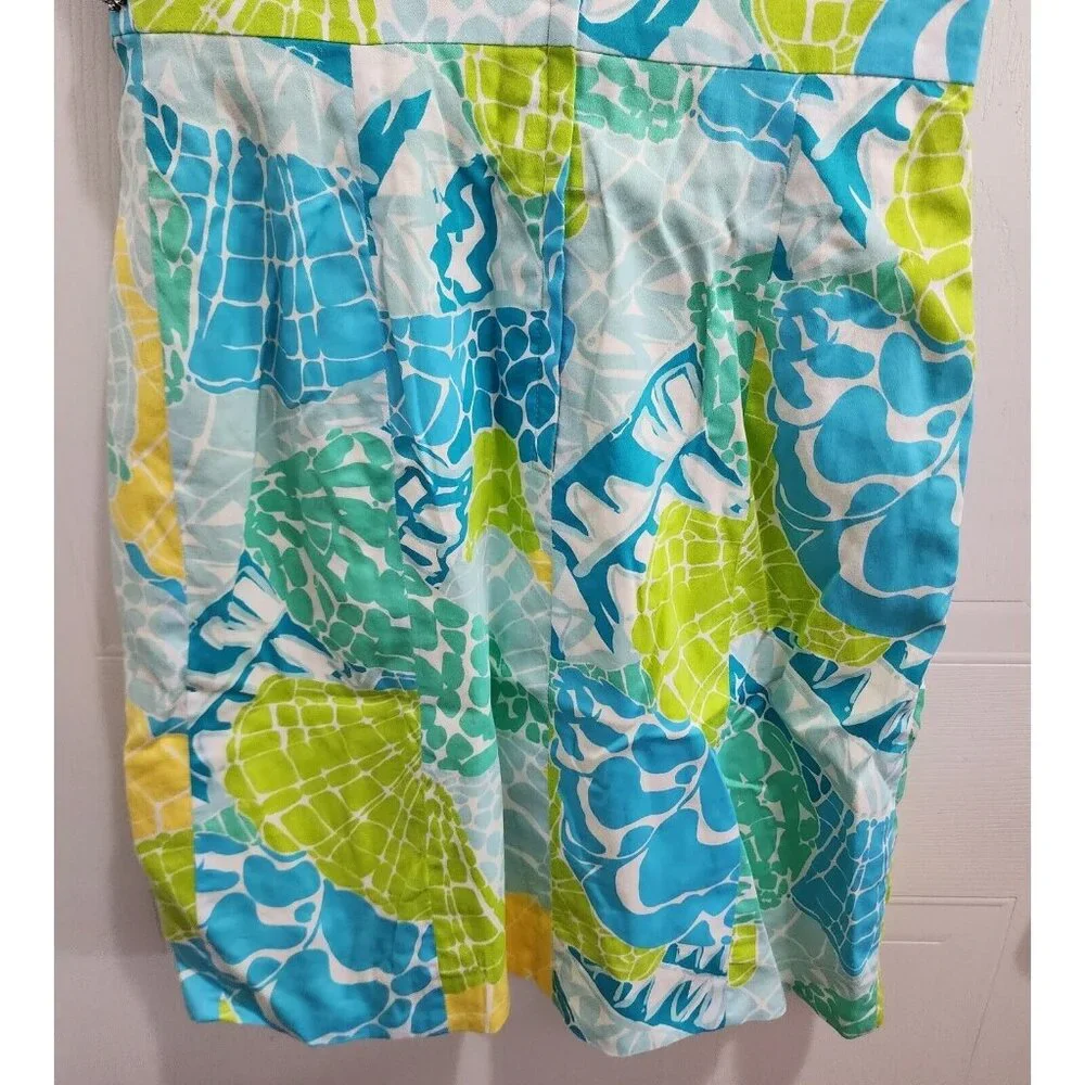 LILLY PULITZER Crystal Beaded Strapless‎ Faux Wrap Pleated Dress Lagoon Green 2 - Picture 9 of 13